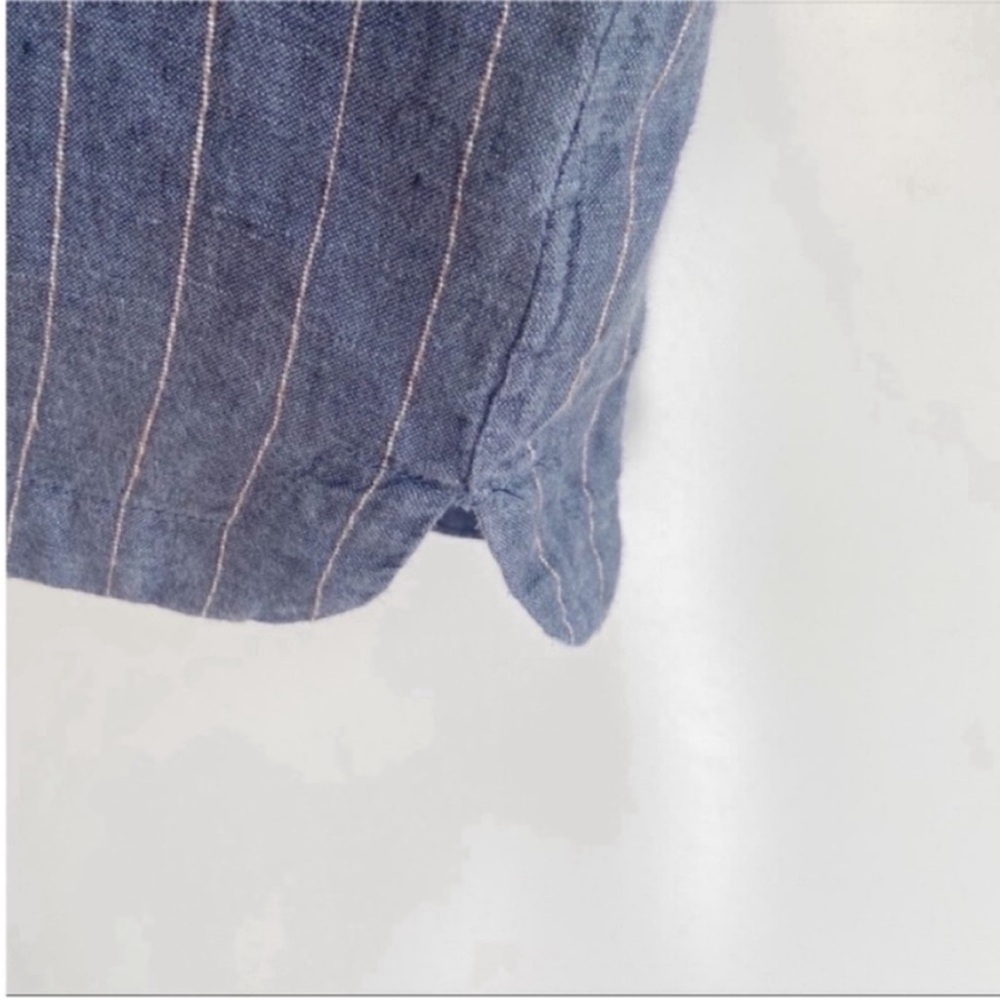 Catherine Malandrino crop top blue striped linen - Picture 3 of 7
